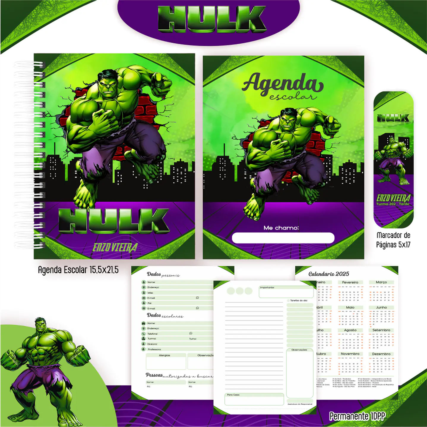 Kit Digital Encadernação Hulk - Volta às Aulas 6