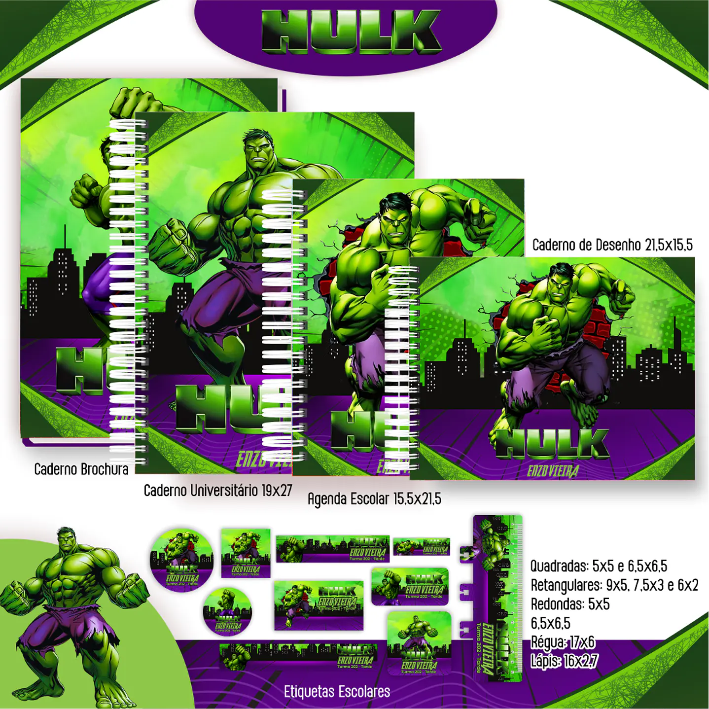Kit Digital Encadernação Hulk - Volta às Aulas 1