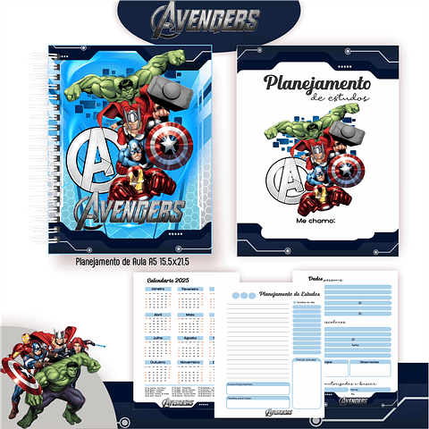 Kit Digital Encadernação Vingadores - Volta às Aulas