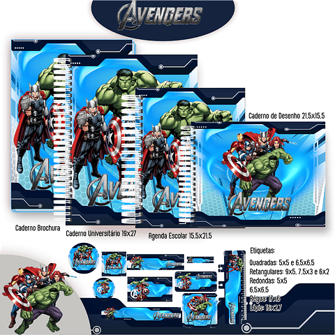 Kit Digital Encadernação Vingadores - Volta às Aulas