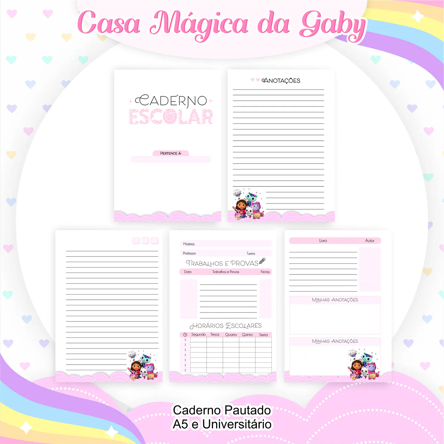 Kit Digital Encadernação A Casa Mágica da Gabby  3