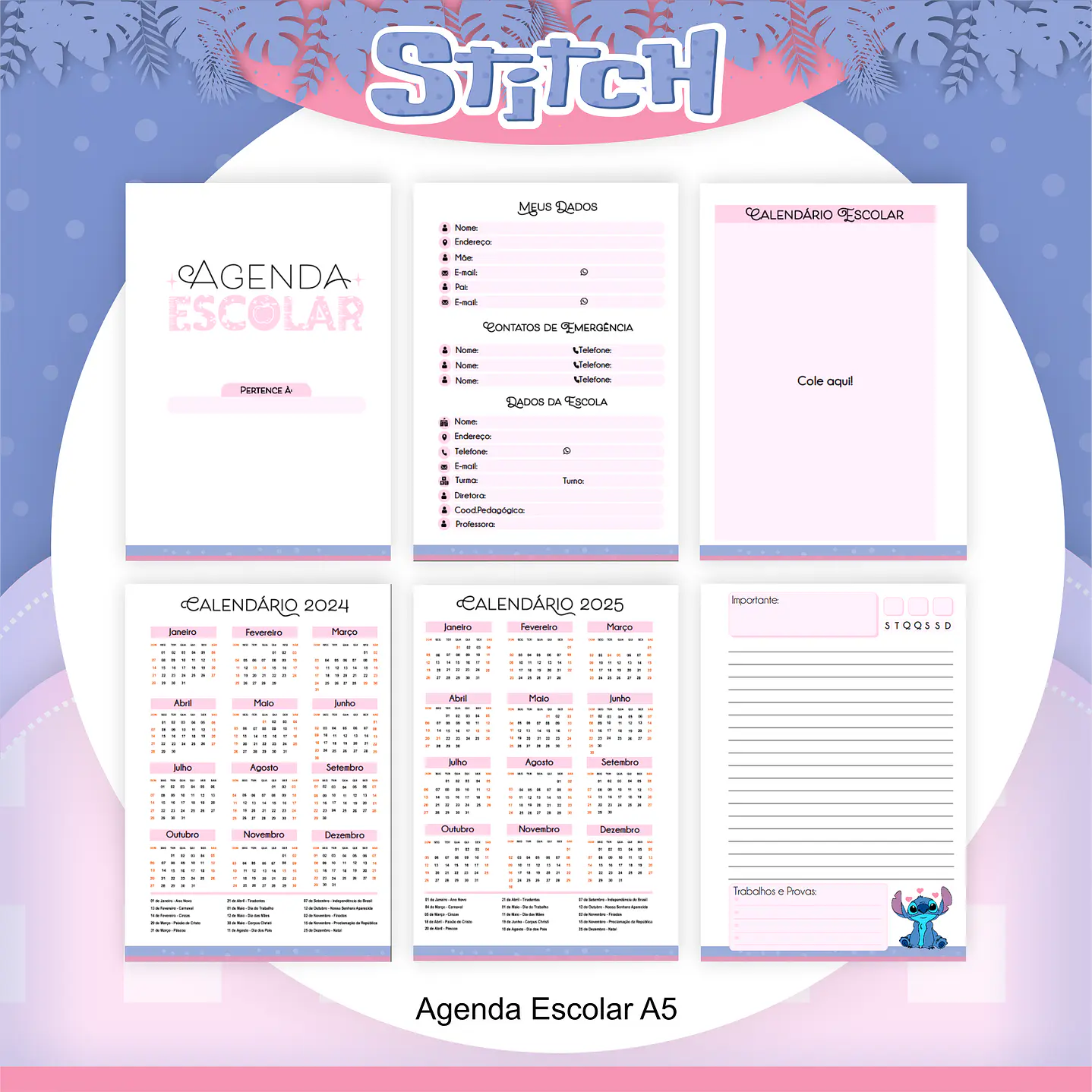 Kit Digital Encadernação Stitch e Angel  4