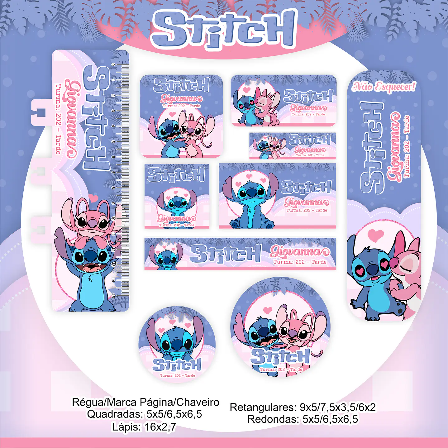 Kit Digital Encadernação Stitch e Angel  2