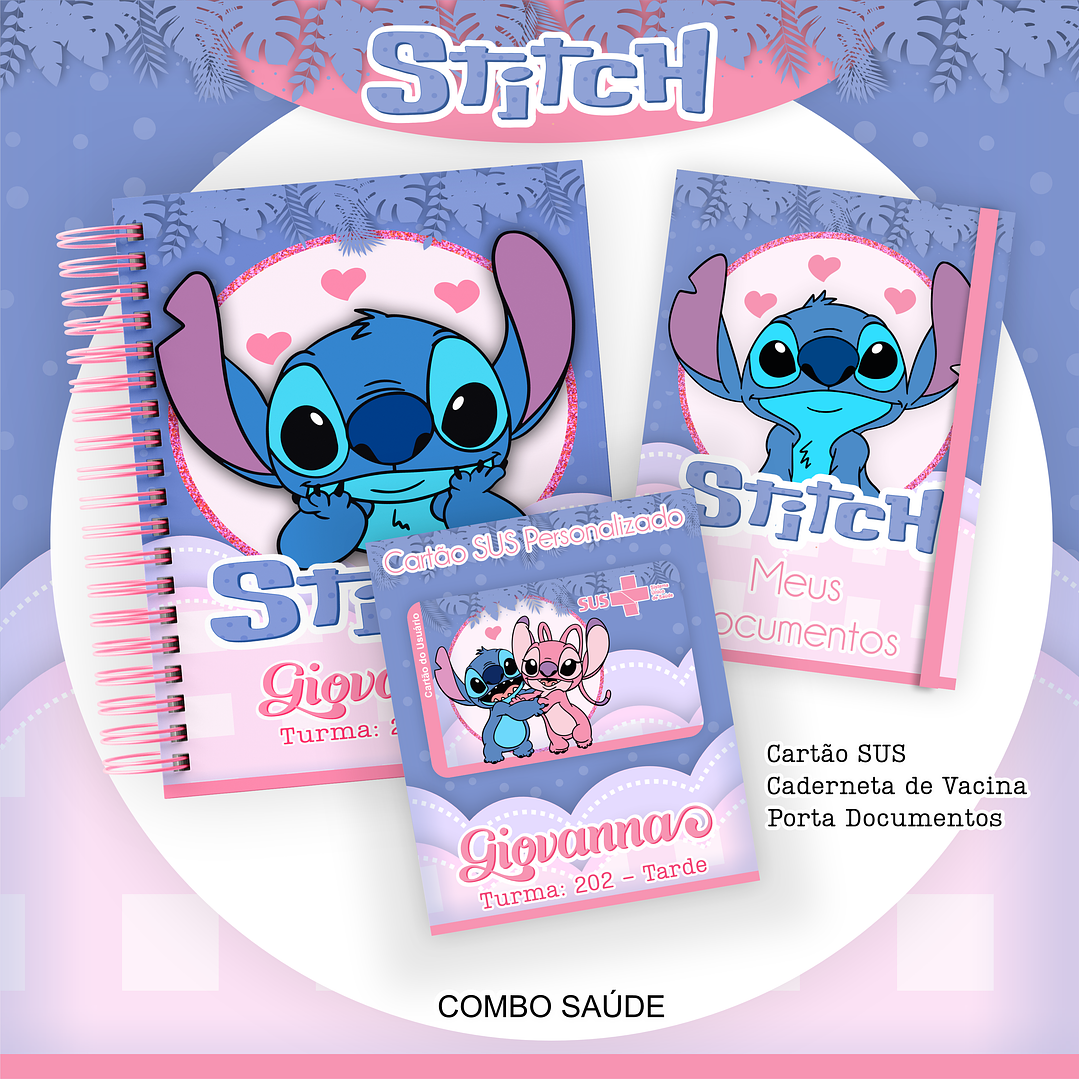 Kit Digital Encadernação Stitch e Angel  1