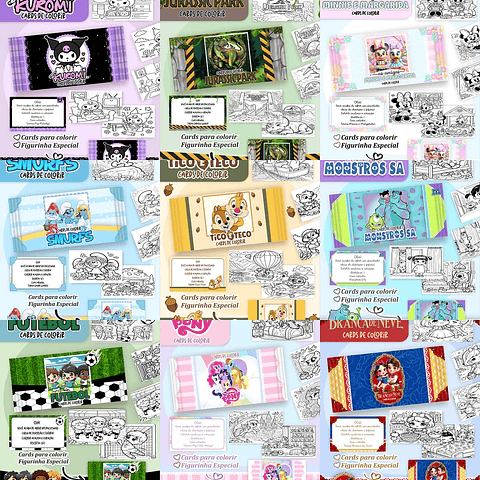 Pack Kit Digital de Cards para Colorir - 100 Temas Infantis 