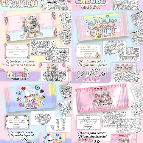 Pack Kit Digital de Cards para Colorir - 100 Temas Infantis 