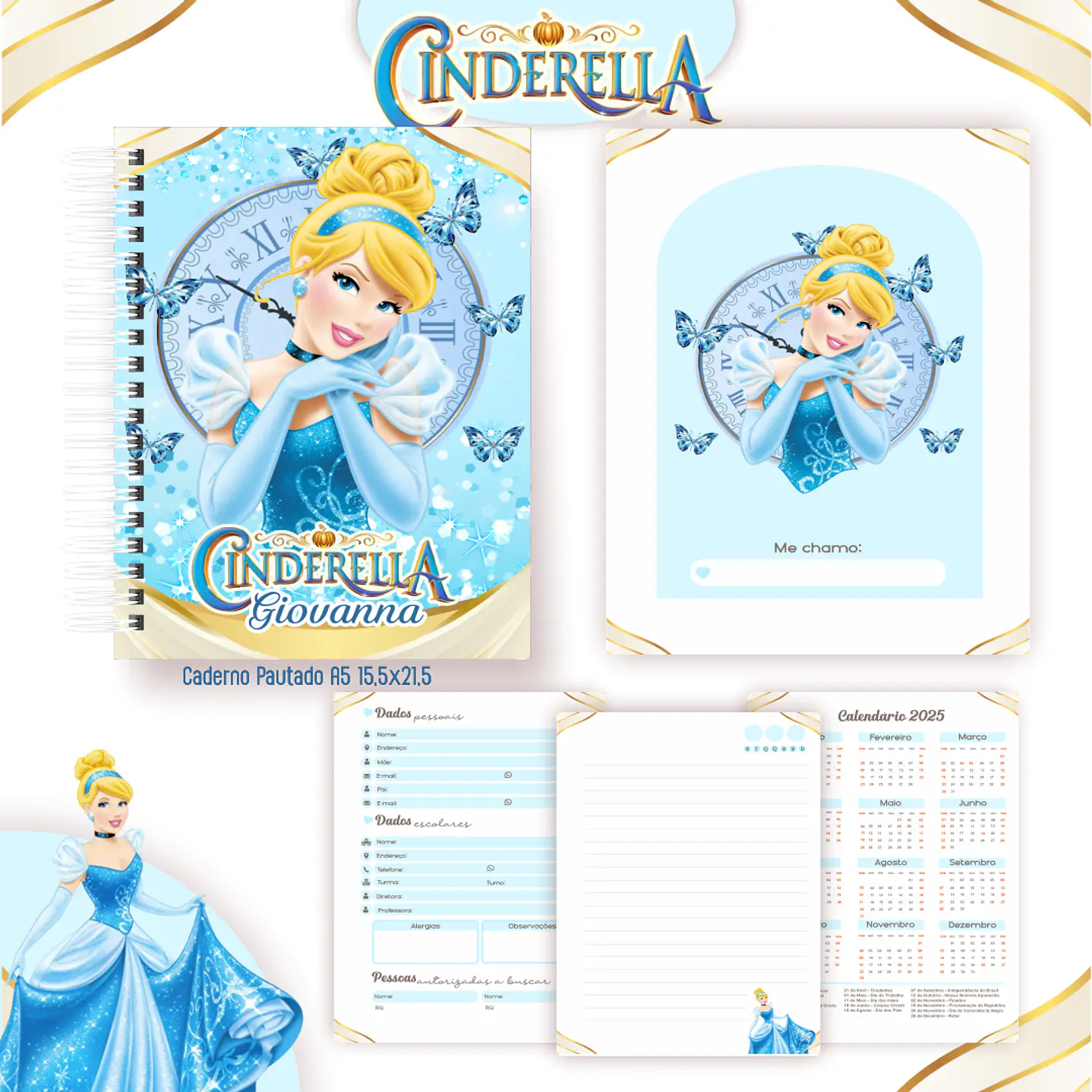 Kit Digital Encadernação Cinderela - Volta às Aulas 2