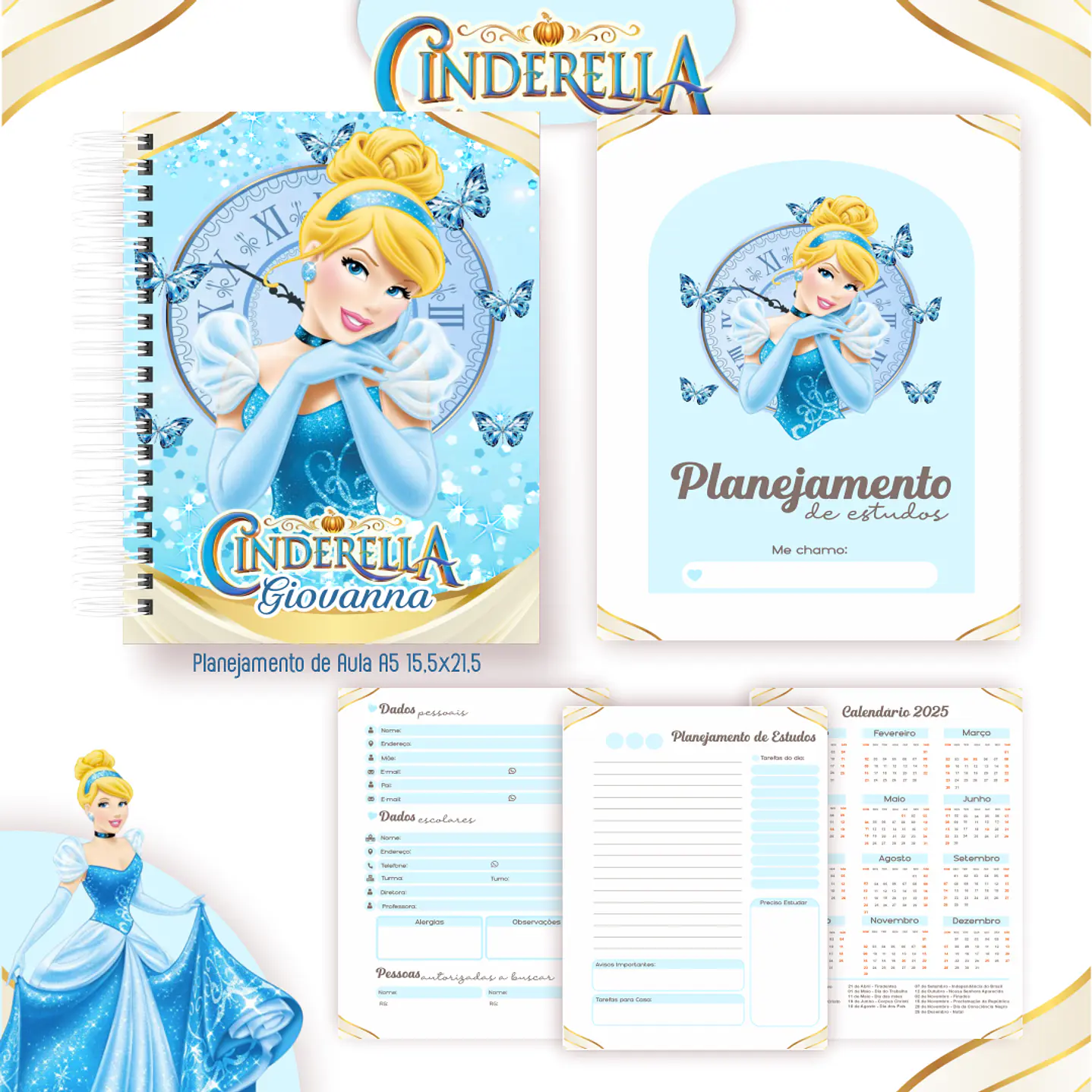 Kit Digital Encadernação Cinderela - Volta às Aulas 5