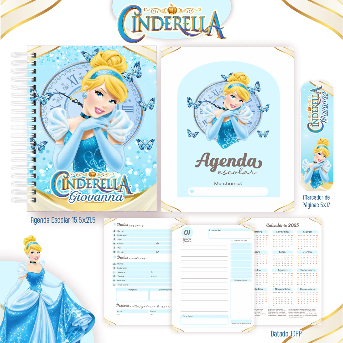 Kit Digital Encadernação Cinderela - Volta às Aulas 6