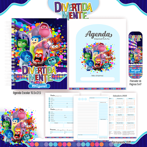 Kit Digital Encadernação Divertida Mente - Volta às Aulas