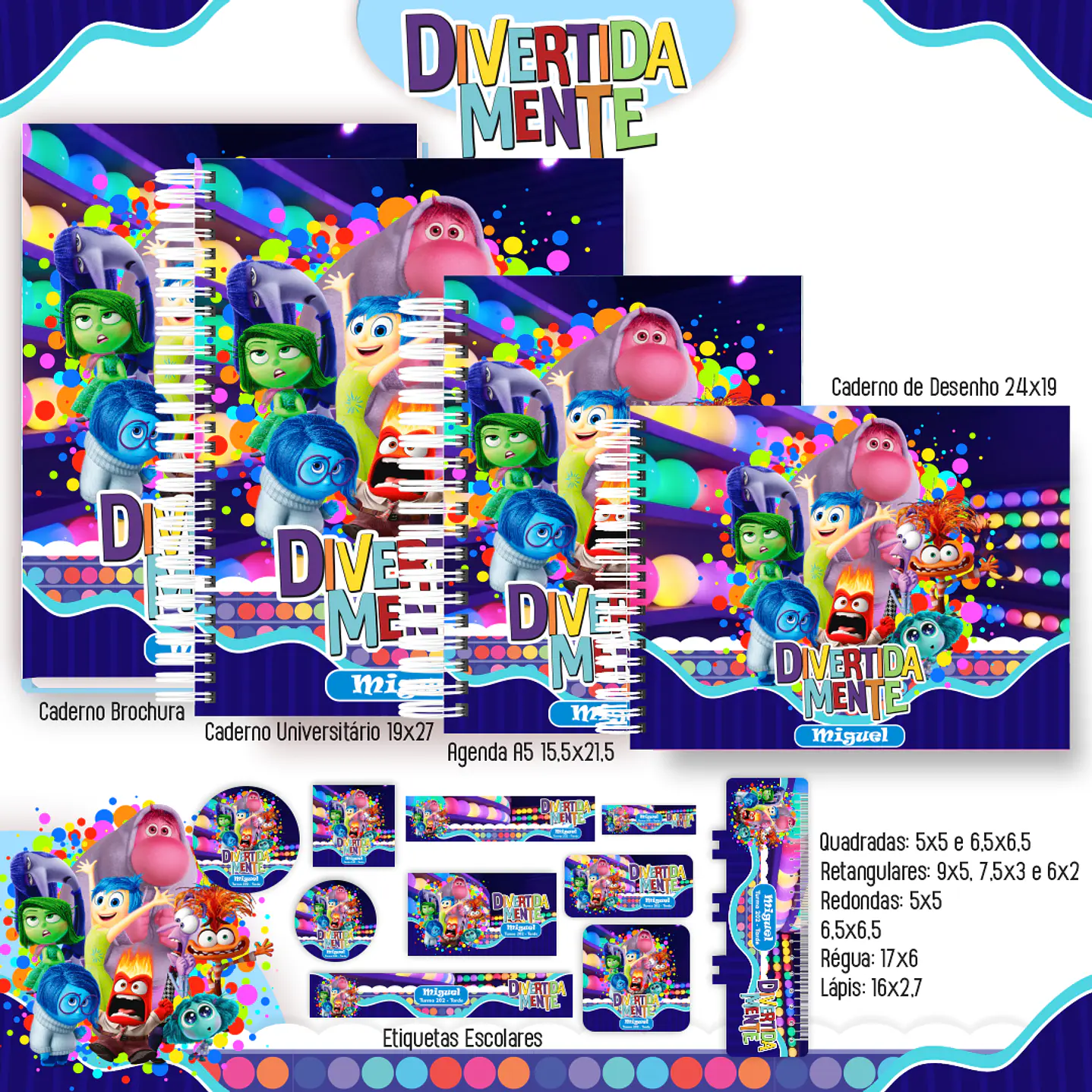 Kit Digital Encadernação Divertida Mente - Volta às Aulas 1