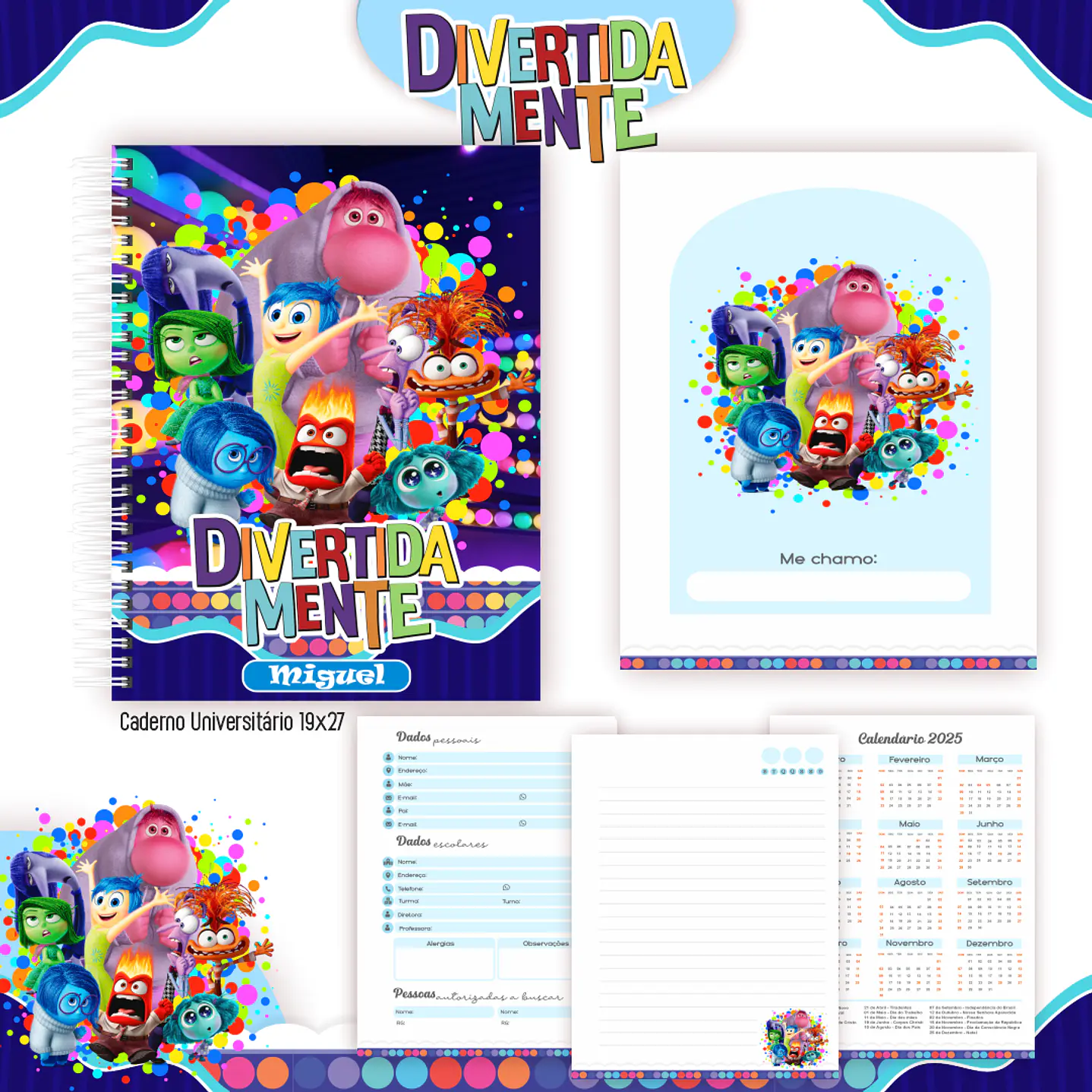 Kit Digital Encadernação Divertida Mente - Volta às Aulas 3