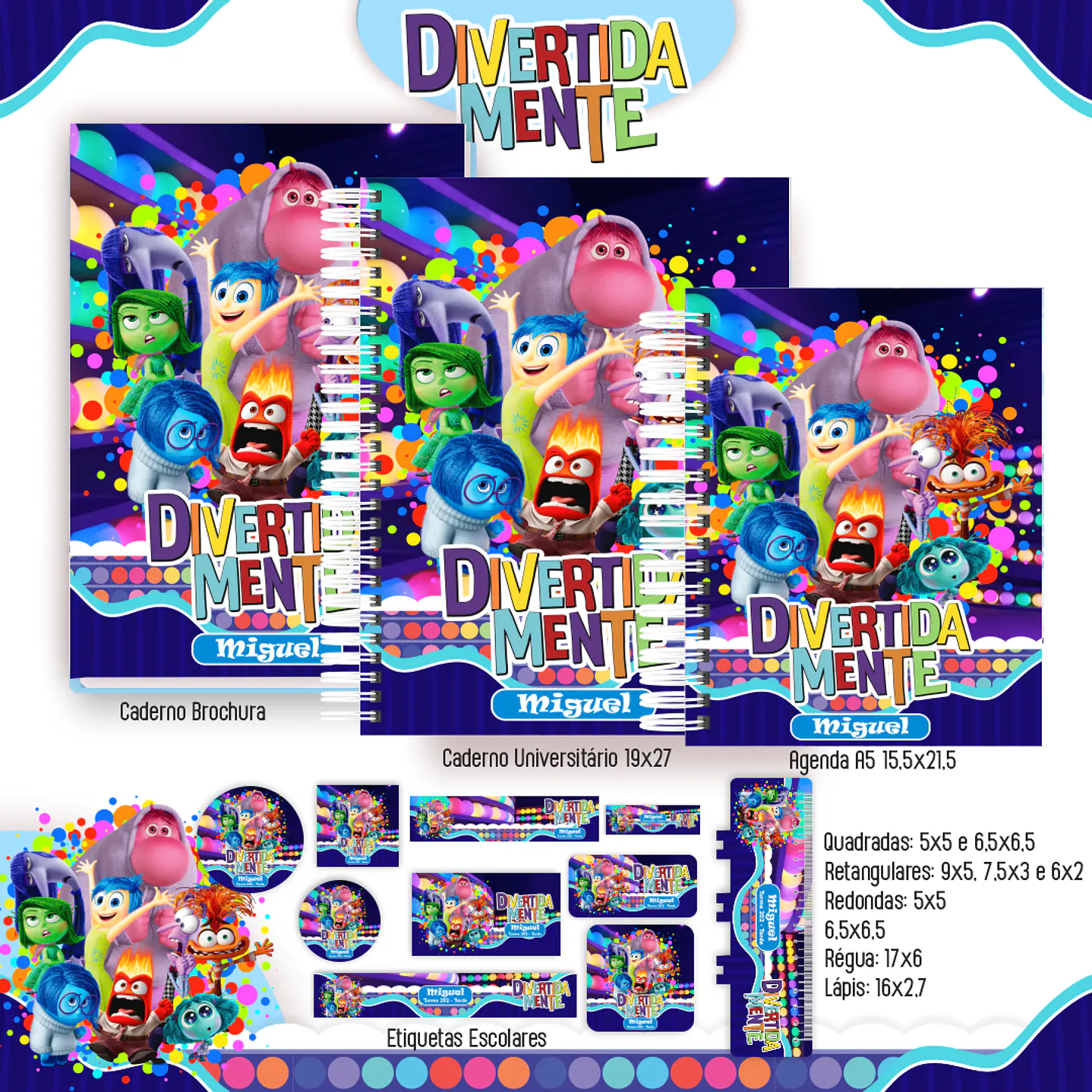 Kit Digital Encadernação Divertida Mente - Volta às Aulas 4