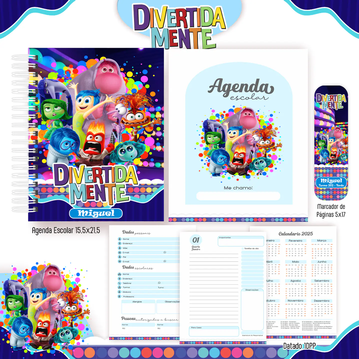 Kit Digital Encadernação Divertida Mente - Volta às Aulas 6