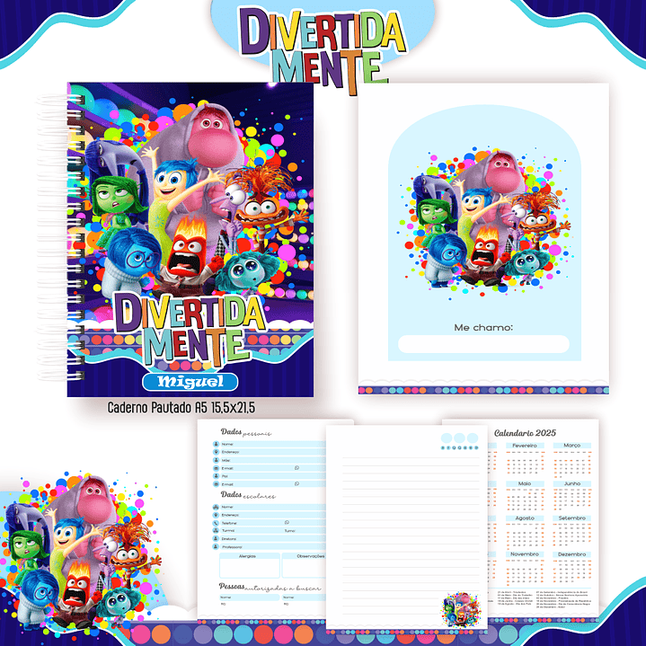 Kit Digital Encadernação Divertida Mente - Volta às Aulas 7