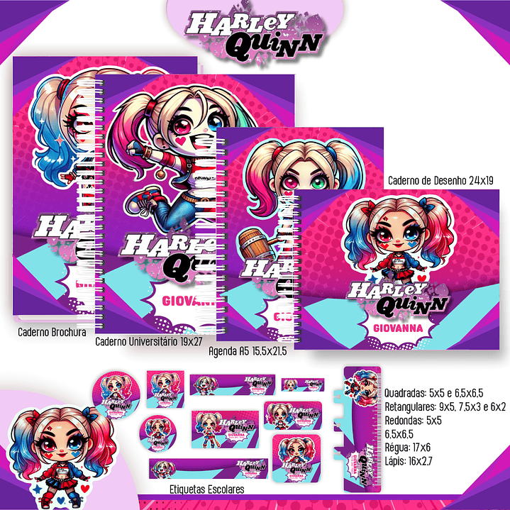 Kit Digital Encadernação Arlequina - Volta às Aulas 1