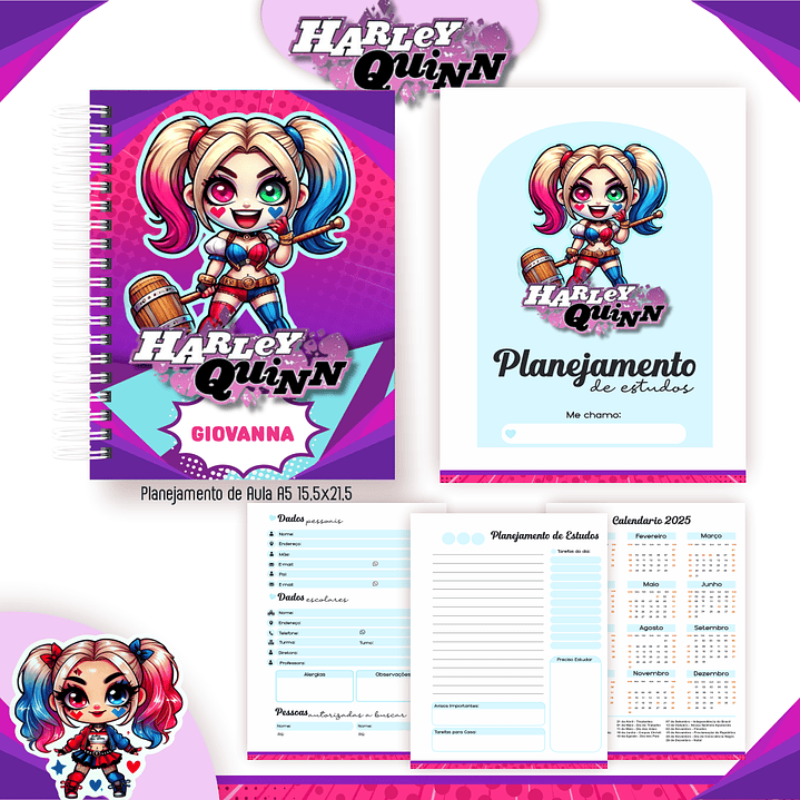 Kit Digital Encadernação Arlequina - Volta às Aulas 8