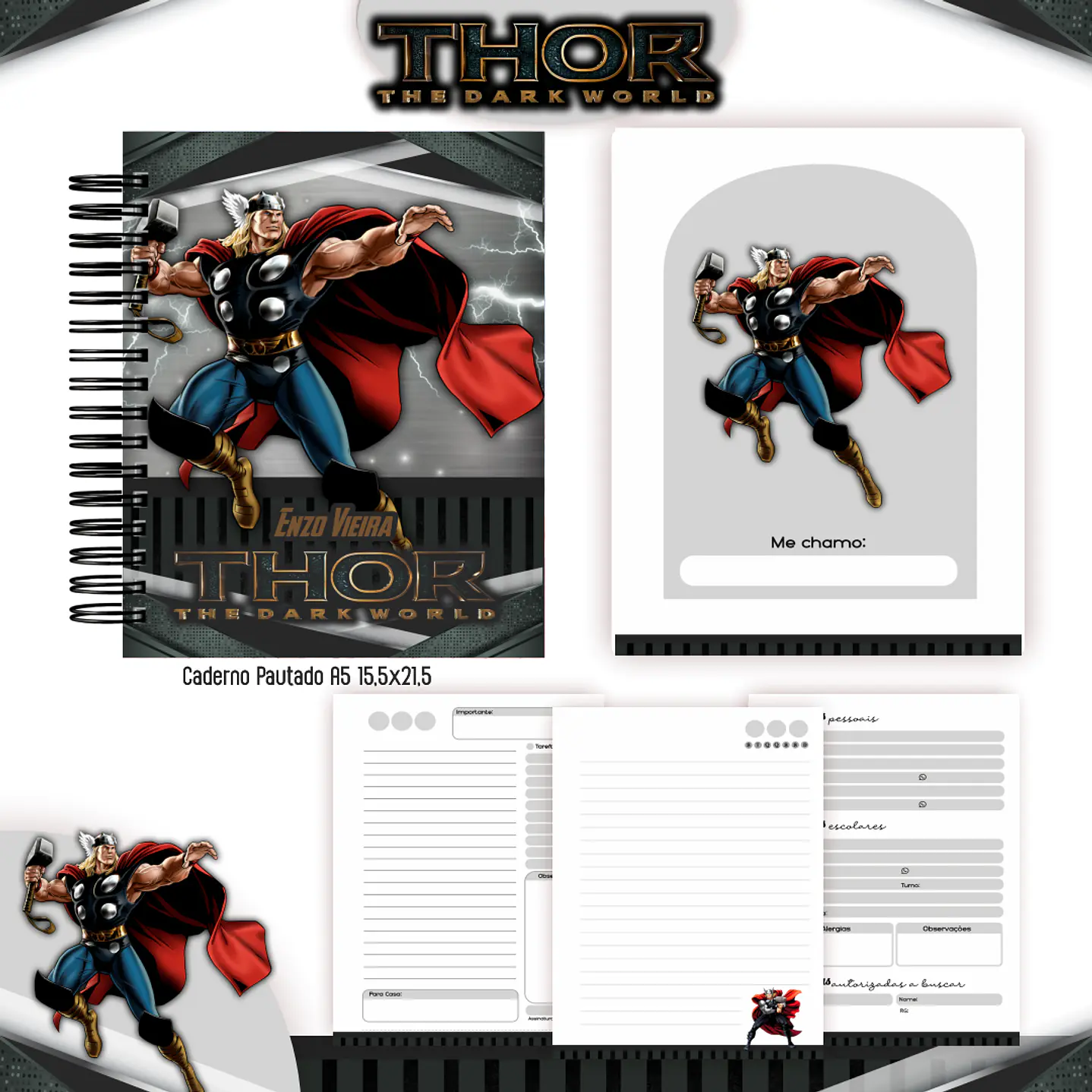 Kit Digital Encadernação Thor  - Volta às Aulas 3