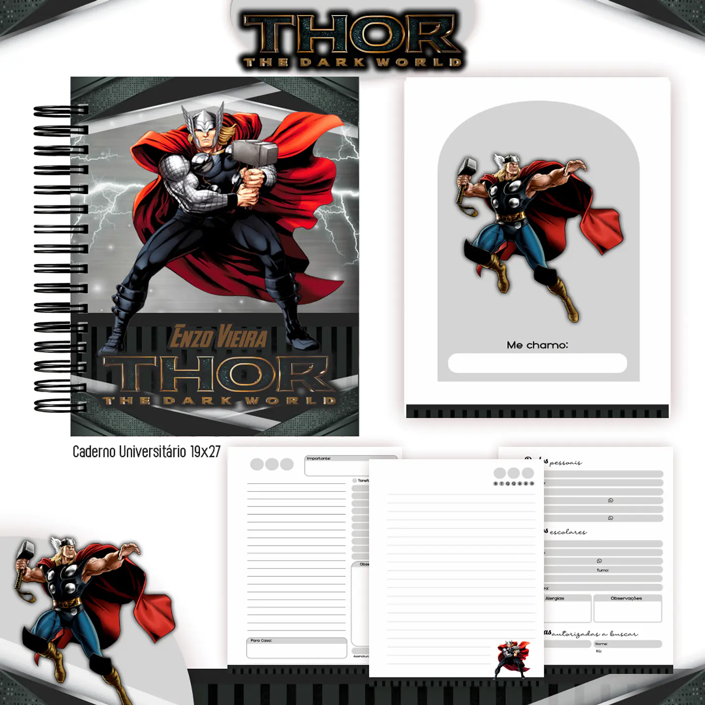 Kit Digital Encadernação Thor  - Volta às Aulas 5
