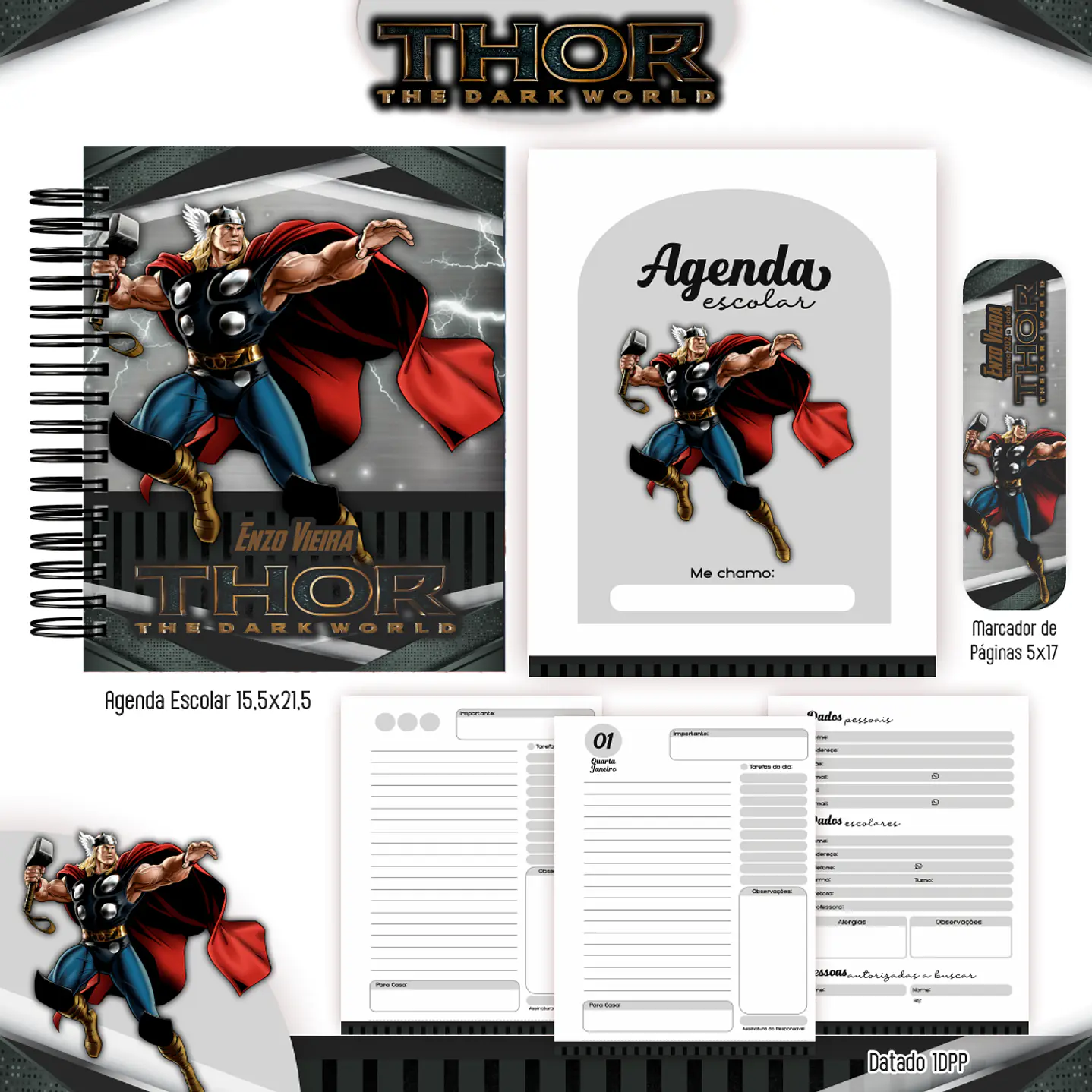 Kit Digital Encadernação Thor  - Volta às Aulas 7