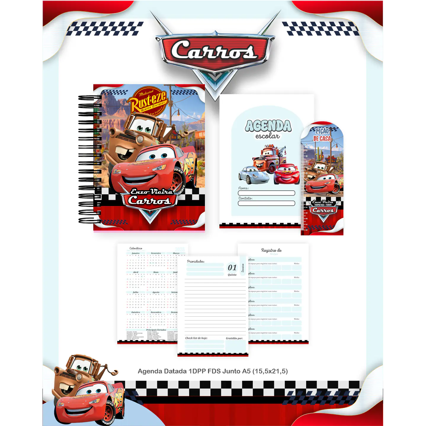 Kit Digital Encadernação Carros - Volta às Aulas  4