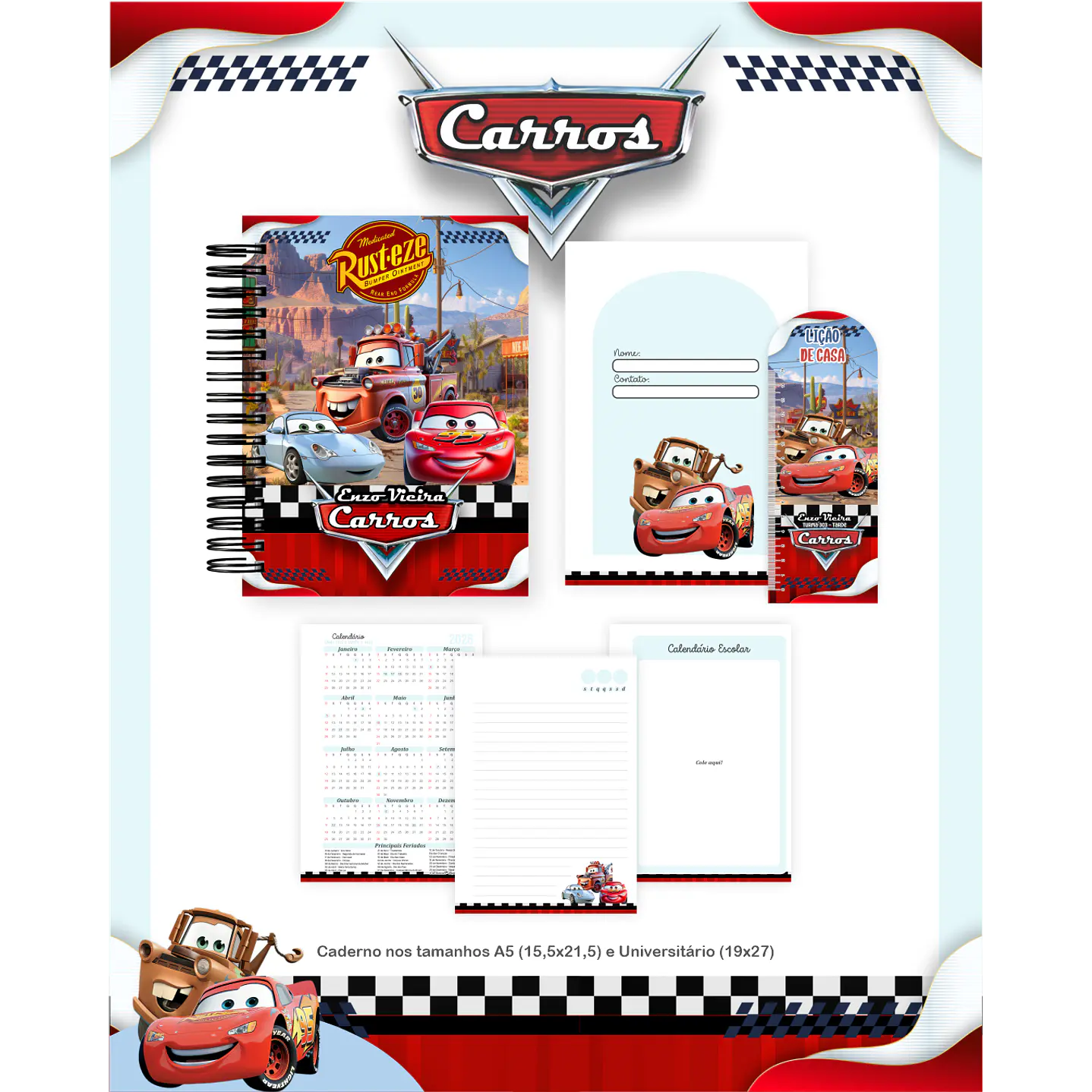 Kit Digital Encadernação Carros - Volta às Aulas  5