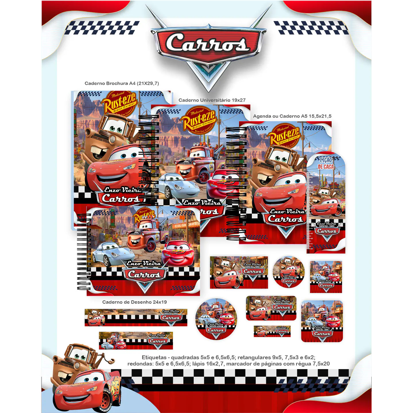 Kit Digital Encadernação Carros - Volta às Aulas  2