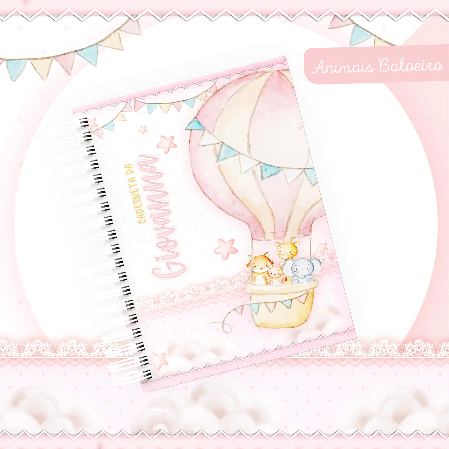 Kit Digital Encadernação Animais Baloeiro Rosa 8