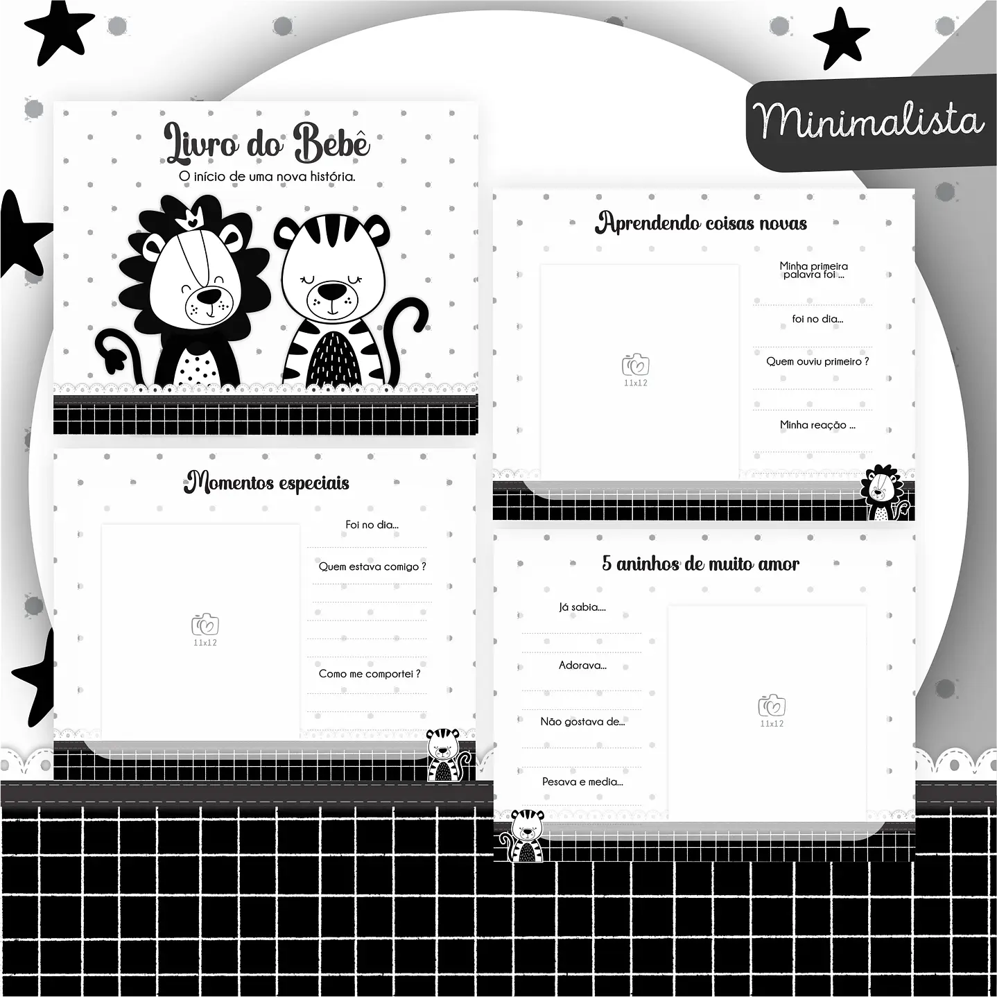Kit Digital Encadernação Animais Minimalista 3