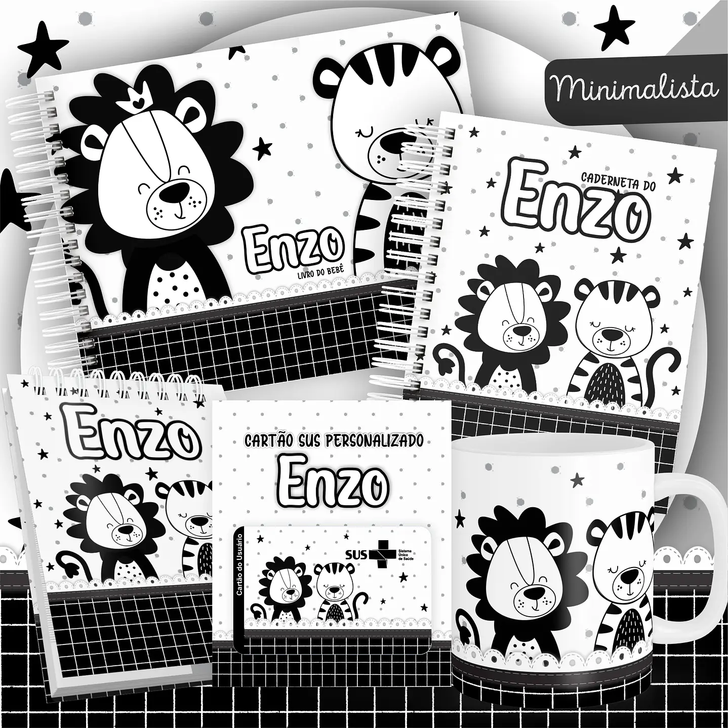 Kit Digital Encadernação Animais Minimalista 1