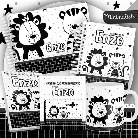 Kit Digital Encadernação Animais Minimalista