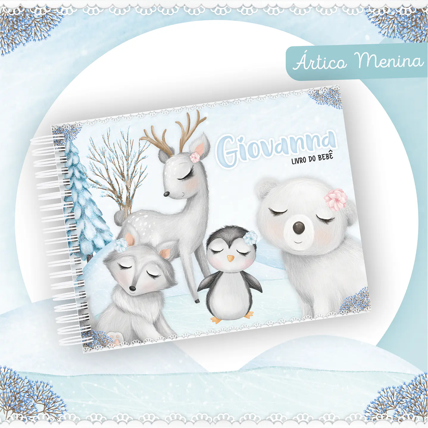 Encadernação Animais do Ártico Livro do Bebê e Caderneta  4