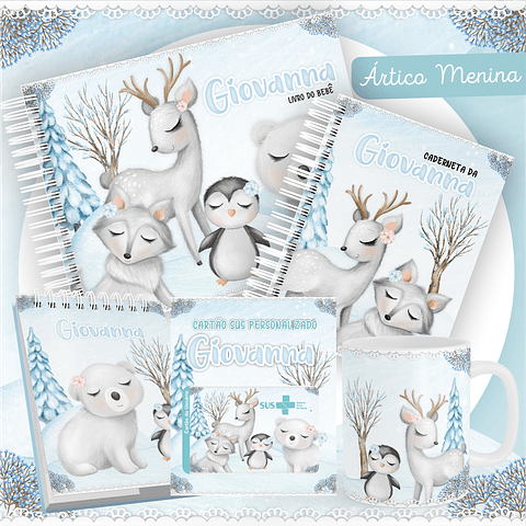 Encadernação Animais do Ártico Livro do Bebê e Caderneta 