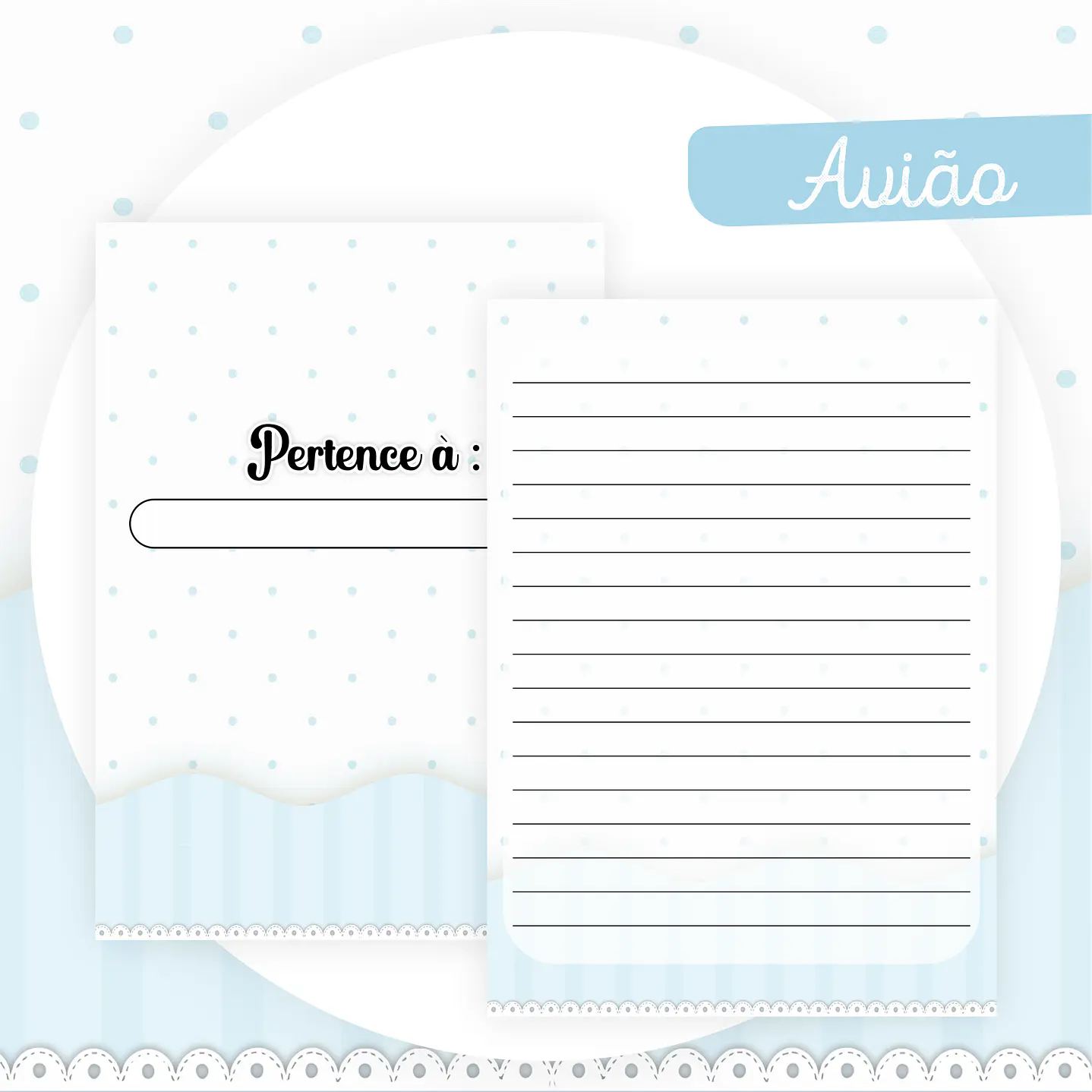 Kit Digital Encadernação Aviões Aquarela Livro do Bebê 3