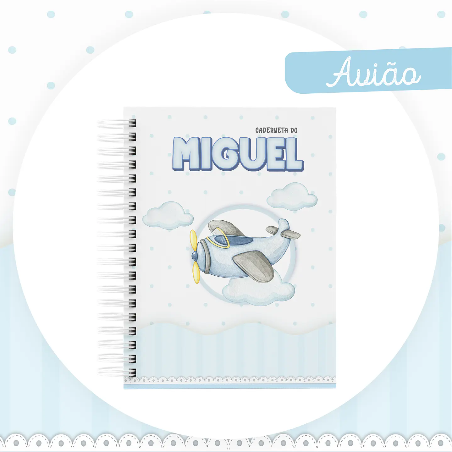 Kit Digital Encadernação Aviões Aquarela Livro do Bebê 2