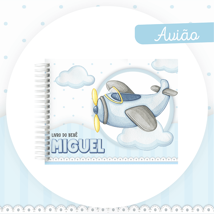 Kit Digital Encadernação Aviões Aquarela Livro do Bebê 6