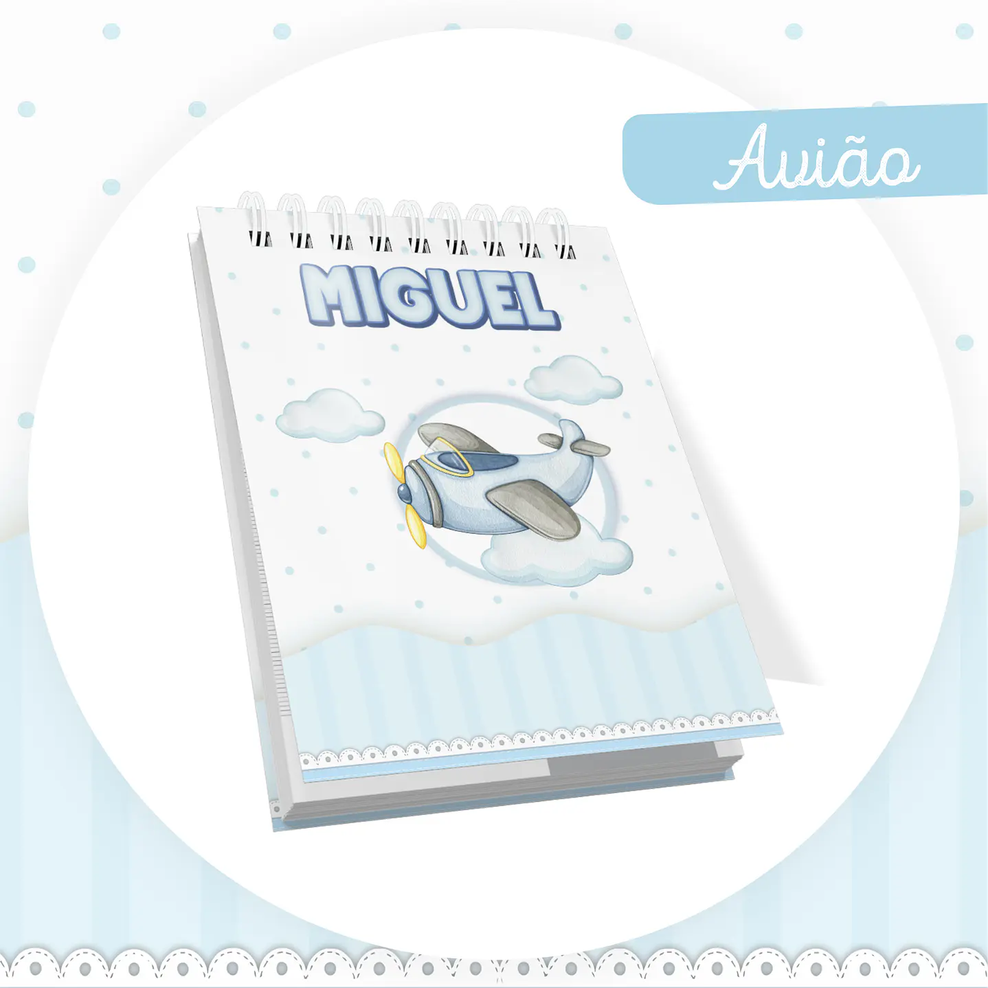 Kit Digital Encadernação Aviões Aquarela Livro do Bebê 7