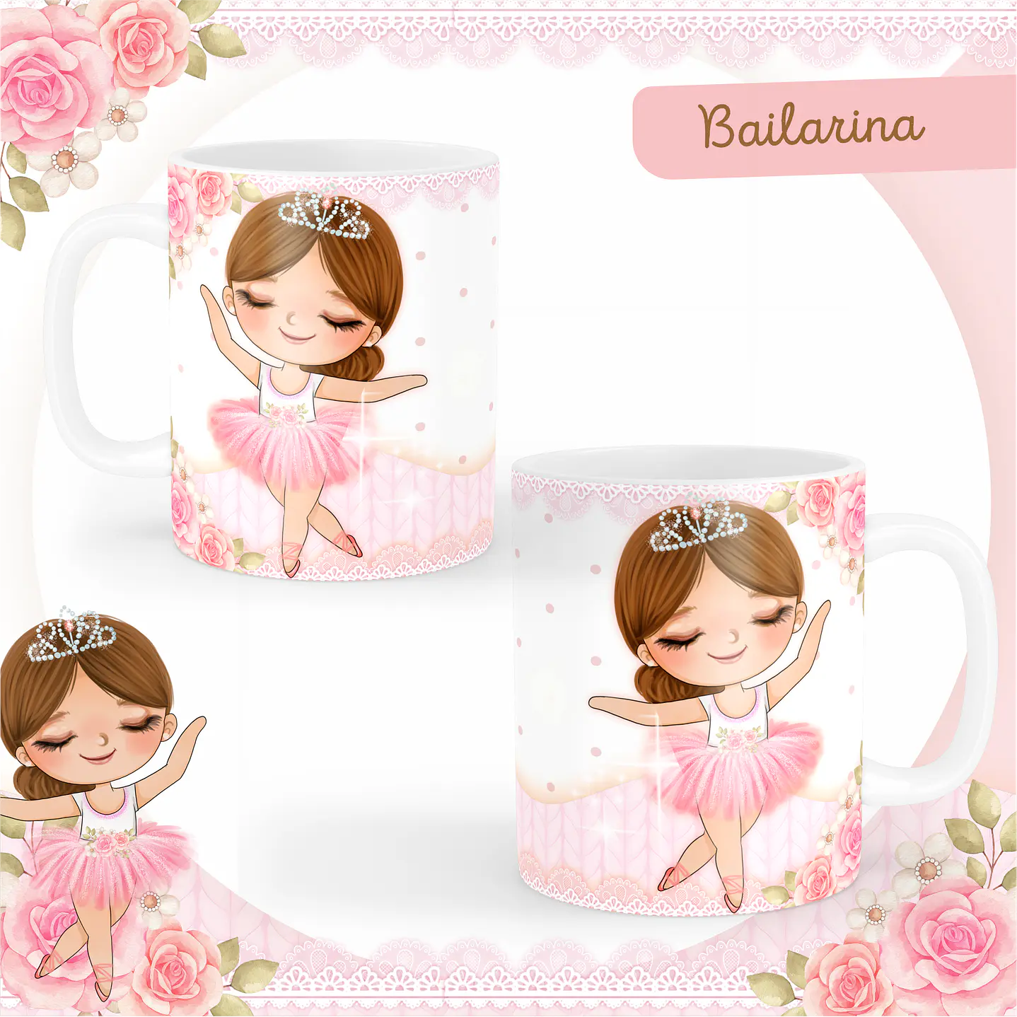 Kit Digital Encadernação Bailarina Rosa Livro do Bebê e Caderneta  2