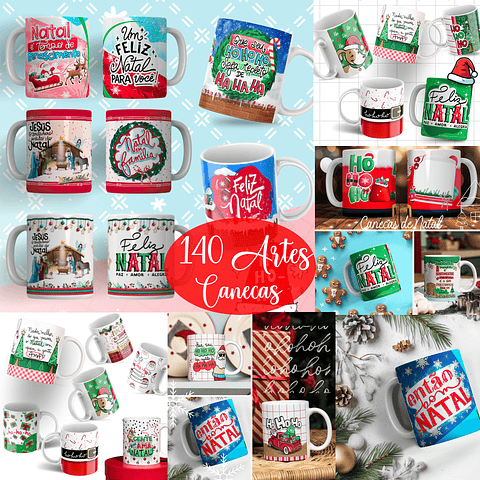 140 Artes para Canecas de Natal em PNG