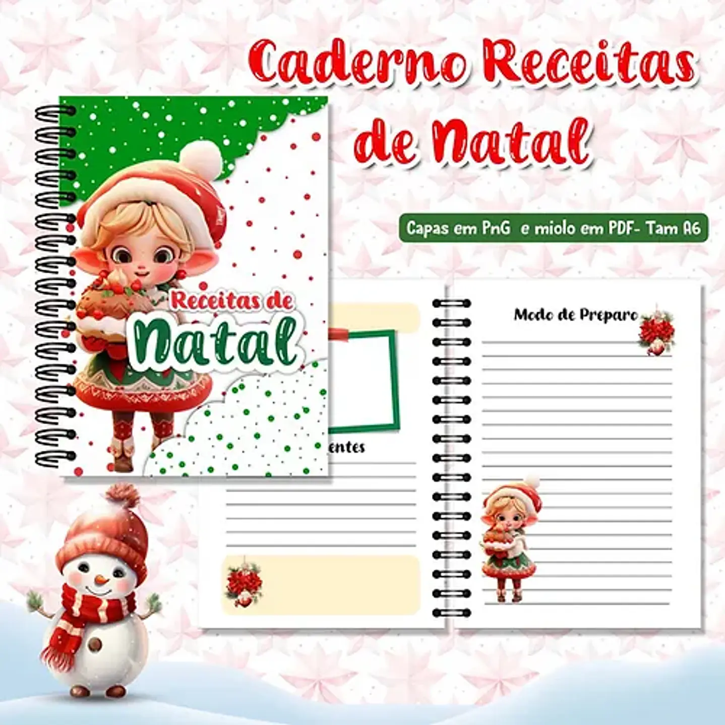 Pack Natal Encantado - Livros de Colorir e Cadernos de Receitas de Natal 2