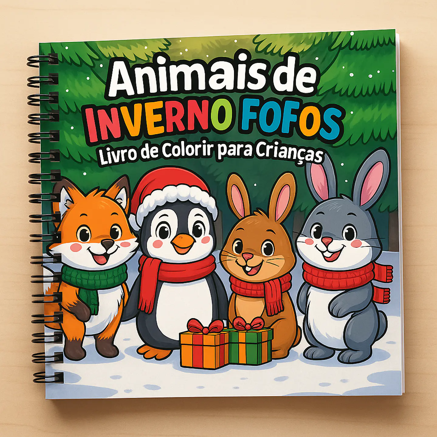 Desenhos Fofos de Animais Natal - Livro de Colorir Digital para Imprimir 6