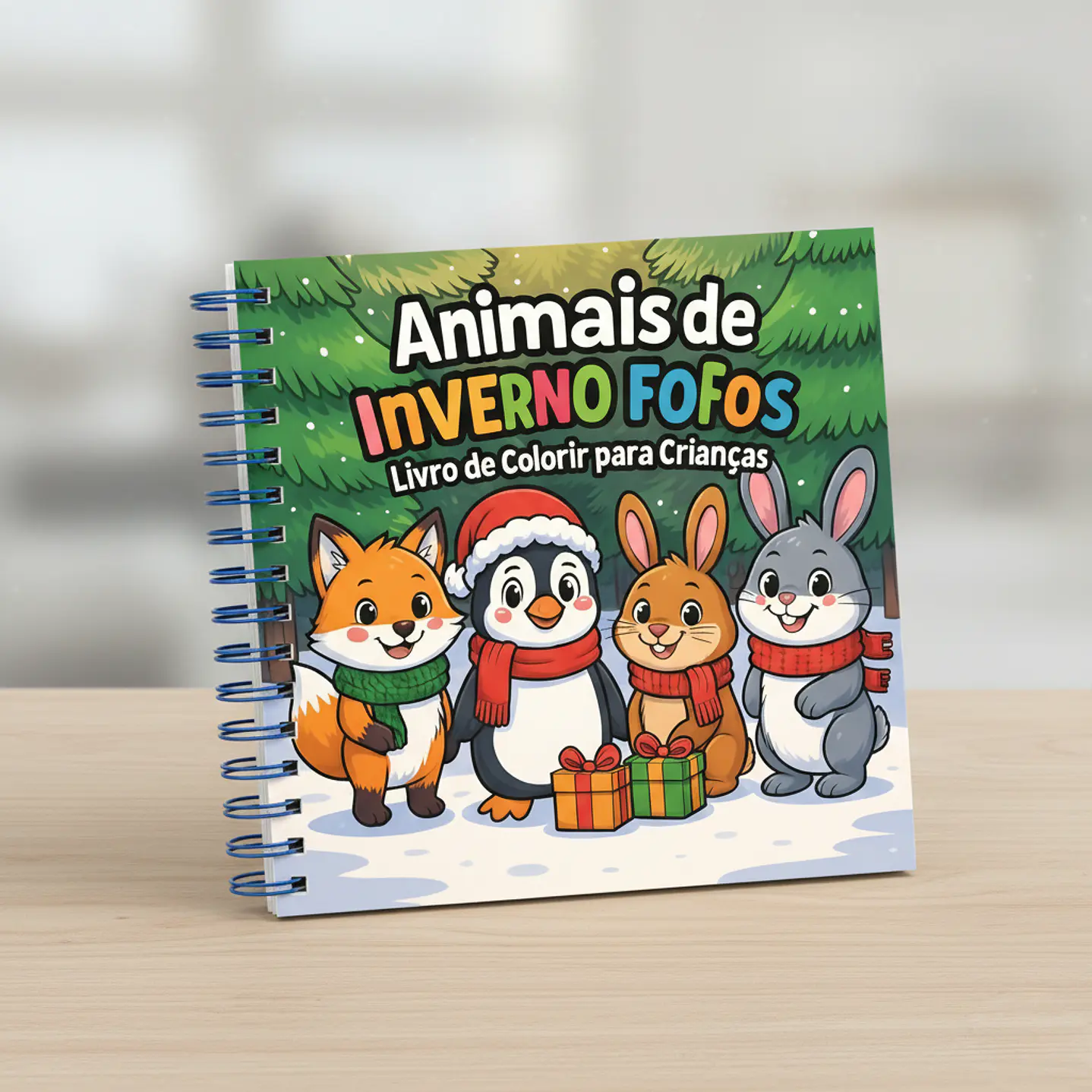 Desenhos Fofos de Animais Natal - Livro de Colorir Digital para Imprimir 7