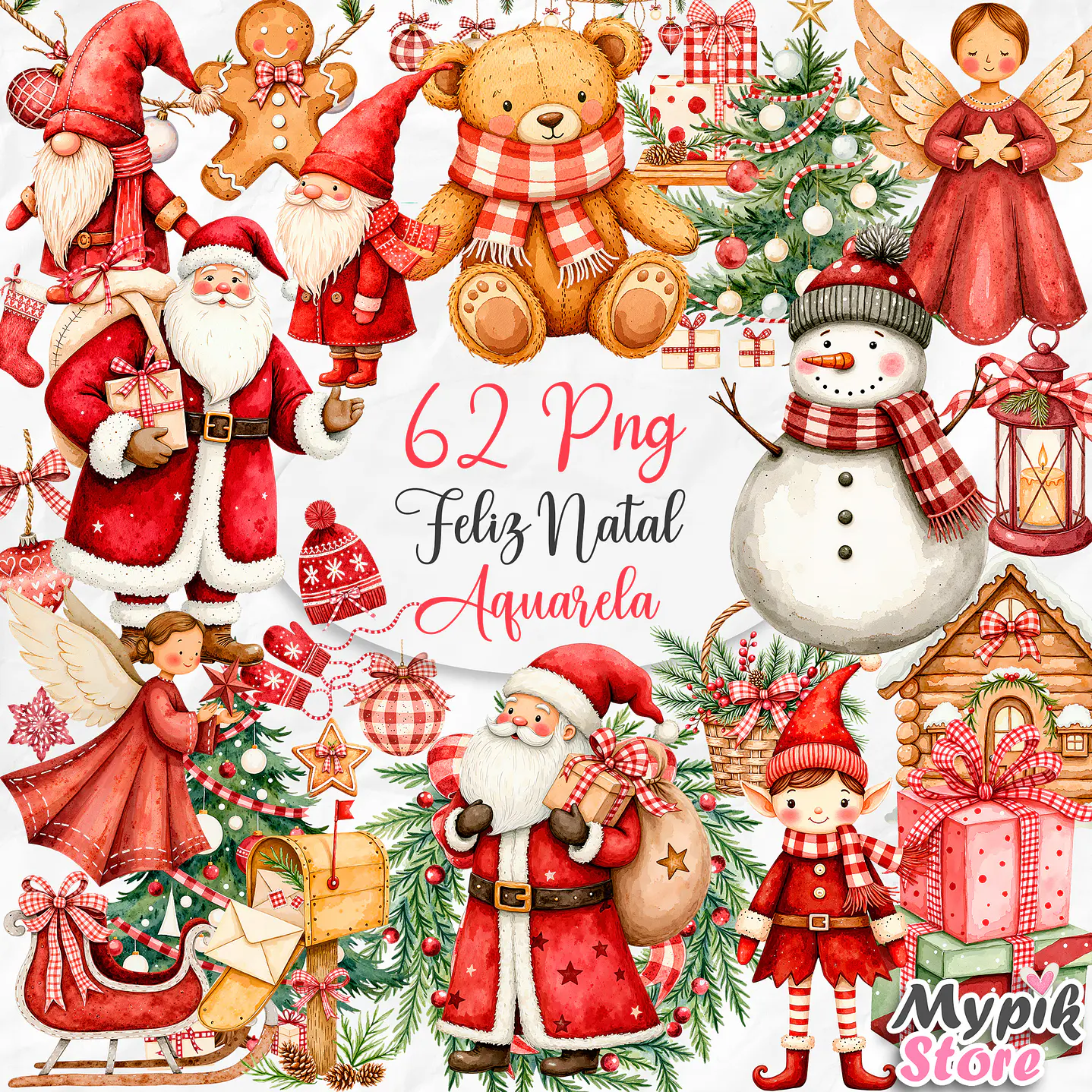 Kit Digital Feliz Natal Aquarela Aquarela Png 1