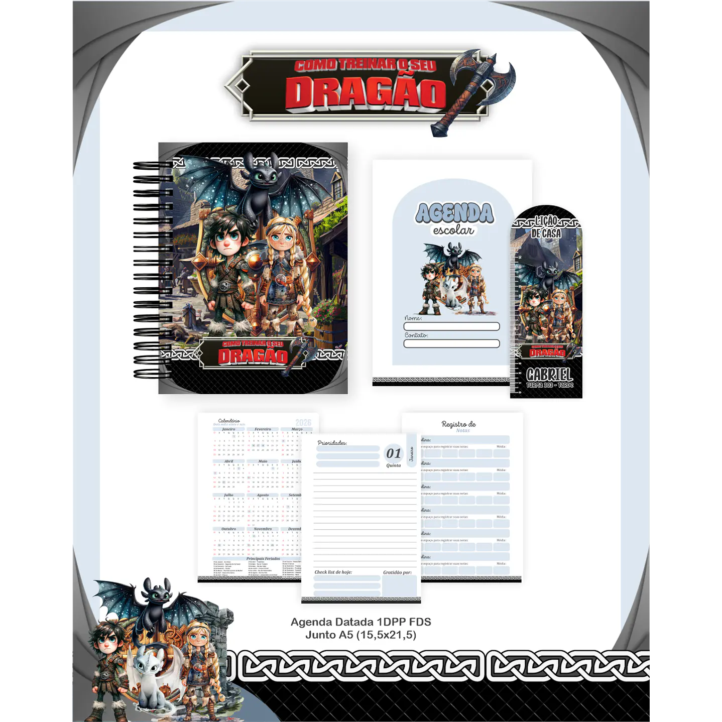 Kit Digital Encadernação Como Treinar o Seu Dragão 4