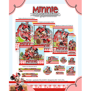 Kit Digital Encadernação Minnie na Fazendinha - Volta às Aulas