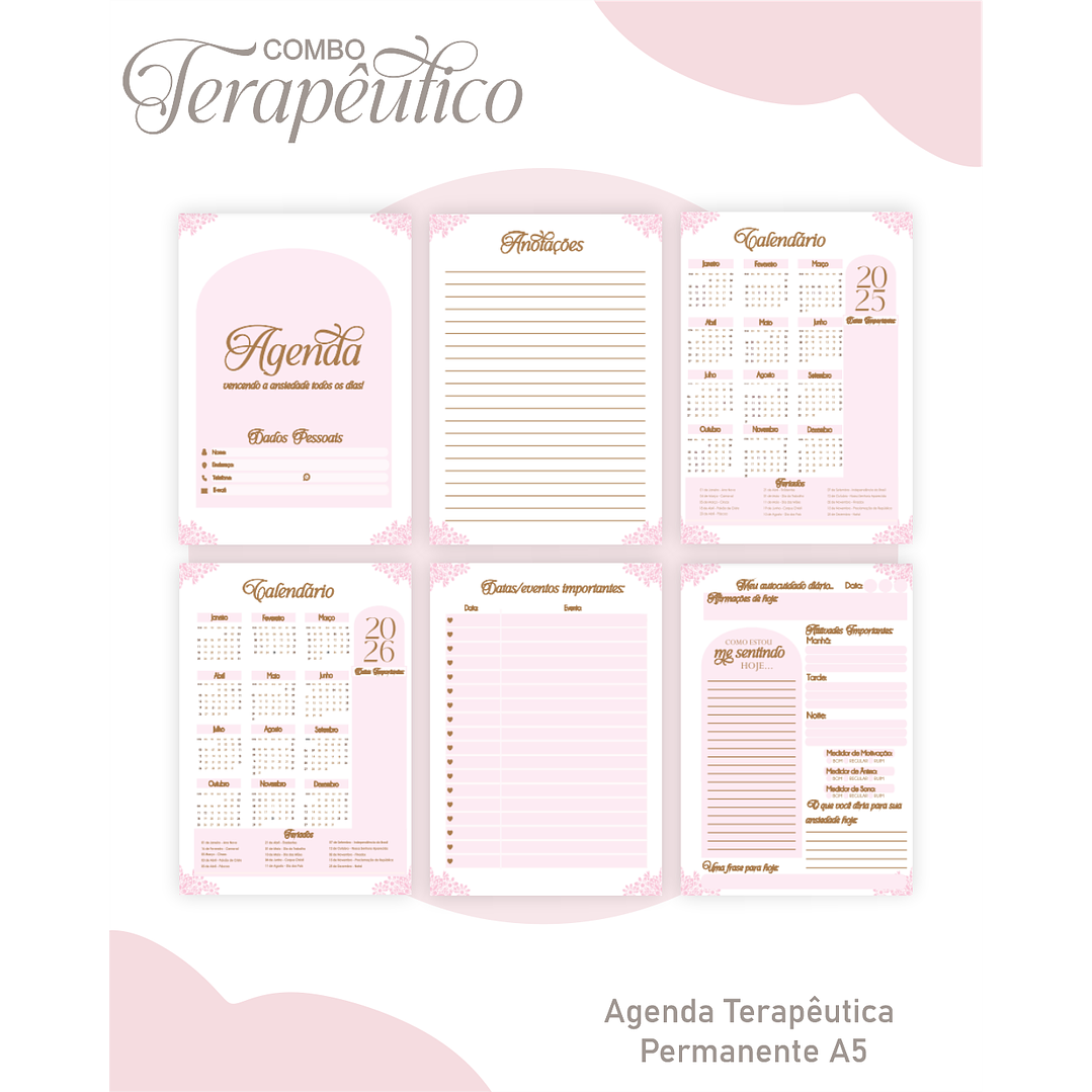 Encadernação Agenda e Diário Terapêutico Borboleta Rosa 3