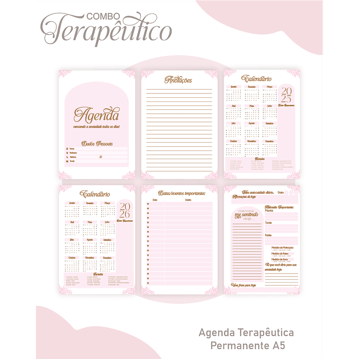 Encadernação Agenda e Diário Terapêutico Borboleta Rosa 3