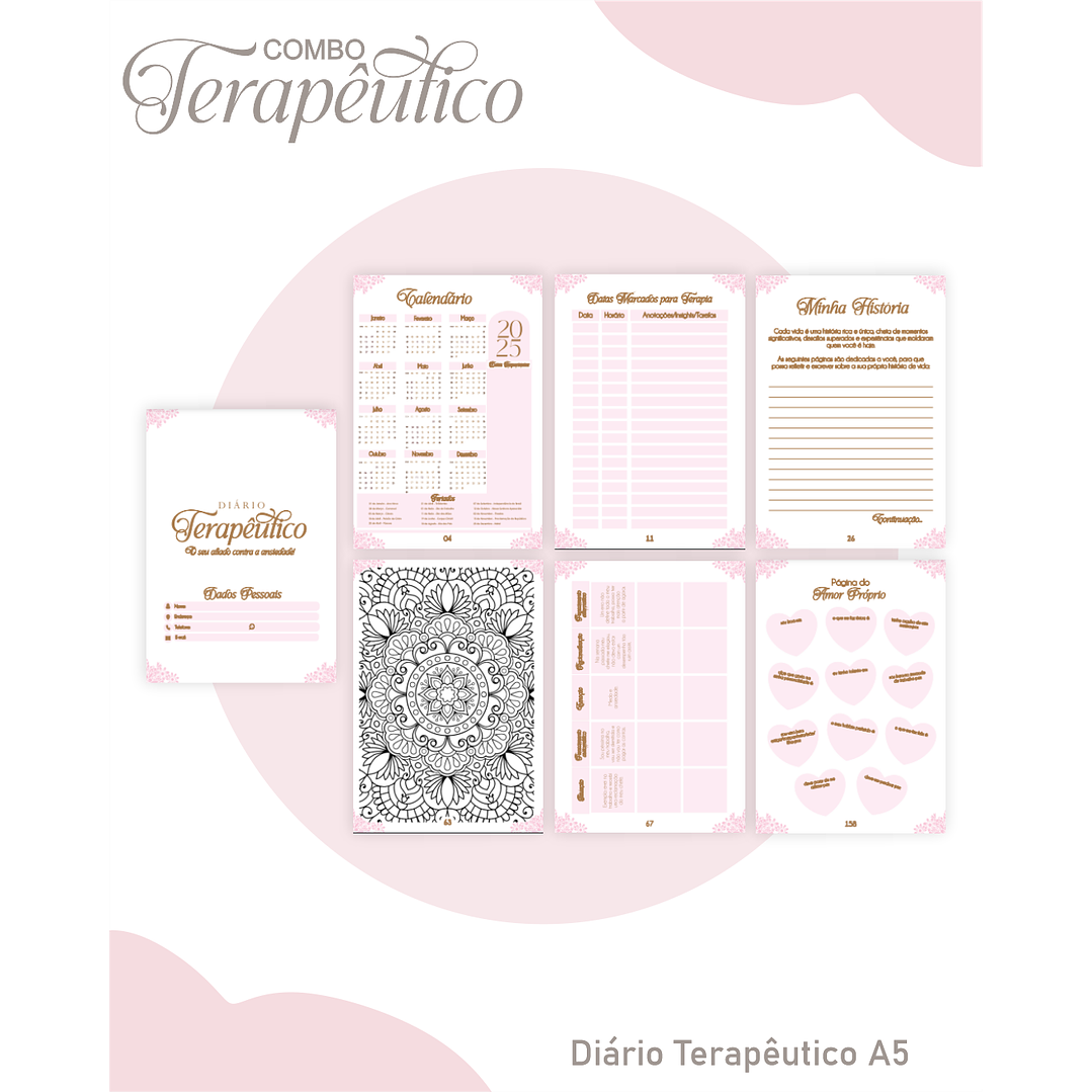 Encadernação Agenda e Diário Terapêutico Borboleta Rosa 4