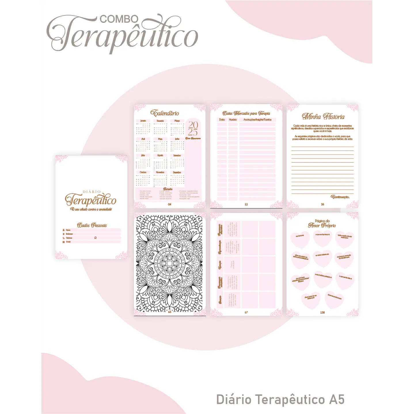 Encadernação Agenda e Diário Terapêutico Borboleta Rosa 4