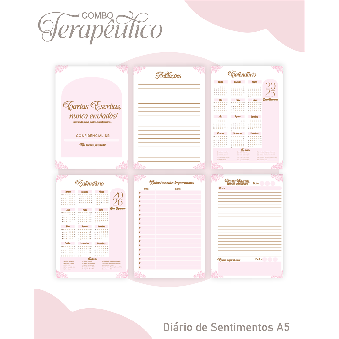 Encadernação Agenda e Diário Terapêutico Borboleta Rosa 5